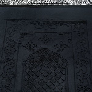  Soft Yumuşak Kadife Peluş Seccade Siyah 80 x 120 cm - 1100 gr