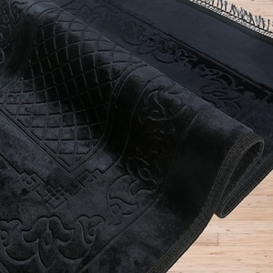  Soft Yumuşak Kadife Peluş Seccade Siyah 80 x 120 cm - 1100 gr