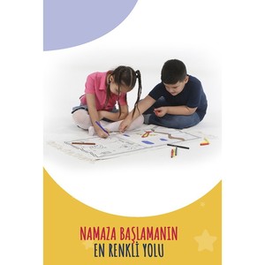  Boyamalı Yıkanabilir Eğitici Dini Oyuncak Çocuk Seccade Seti Silindir Kutu -Mavi