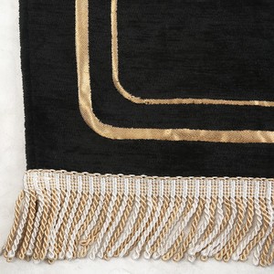  Kalbi Tamamla Eşlere Özel Çiftli Seccade Siyah Beyaz Gold İşlemeli(70*120cm330gr Tek Ürün Ölçüsü )