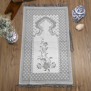  Ekonomik  Çanta Boy Yasin, Seccade, Pamuklu Şal,Tesbih, Zikirmatik, Süslemeli Asetat Kutulu (23*26 cm 475gr)-Gümüş