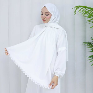 Bayan Şallı Namaz Elbisesi Beyaz