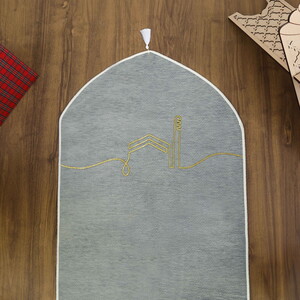  El Kuba Lüks Astarsız Biyeli Seccade Gri (66X125cm) 565 gr