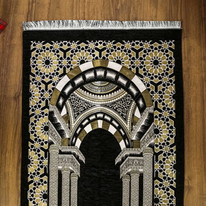  Medine Lüks Şönil Seccade Siyah (66x116cm) 520 gr