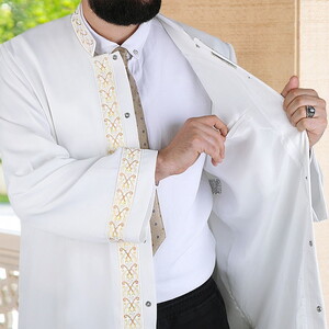  Kamer Slimfit İmam Cübbesi - Boyu 180 cm den Uzunlar İçin Kırık Beyaz