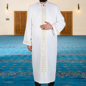  Kamer Slimfit İmam Cübbesi - Boyu 180 cm den Uzunlar İçin Kırık Beyaz