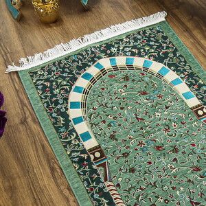  Ravza Lüks Şönil Seccade Yeşil (68x120cm) 650 gr