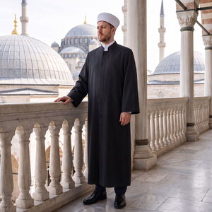  Bezzaz Namaz ve İmam Cübbesi Uzun Çizgili Siyah Enderun Model