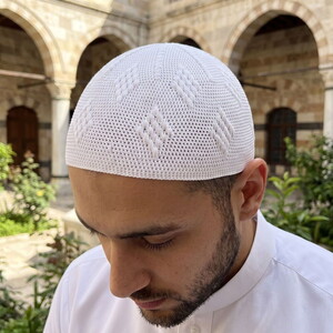  Zümrüt Buhara Lüks Takke El Örgüsü - Beyaz