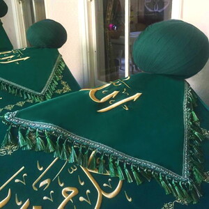  Tabut Örtüsü Sofular Tekkesi Türbesi Sanduka Örtüsü & Puşide Yeşil (Özel Ölçü Yapılmaktadır.) - Fatih