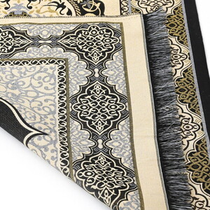  İsme Özel Hediyelik Tafta Seccade Siyah-Gold 68x110 cm - 200 gr