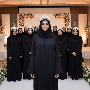  Bayan Hafızlık İcazet Merasimi Azra Ferace Abaya Siyah Elbise-Taşlı Model
