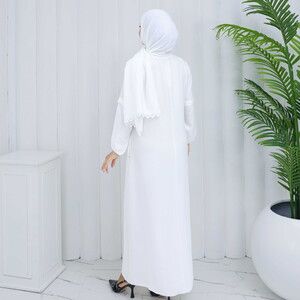  Bayan Şallı Namaz Elbisesi Beyaz