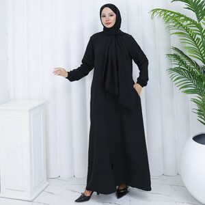  Bayan Şallı Namaz Elbisesi Siyah