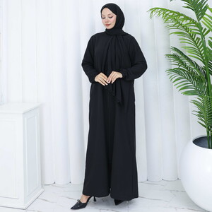  Bayan Şallı Namaz Elbisesi Siyah