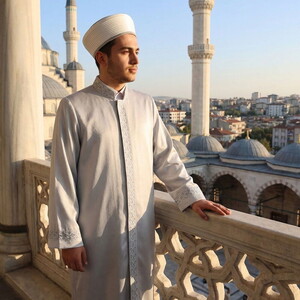  Lüks Tek Bordur Regaib İmam Cübbesi Gri Gümüş