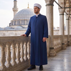  Yazlık Mansur Namaz ve İmam Cübbesi Uzun Lacivert Enderun Model
