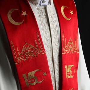  15 Temmuz Ayasofya Camii Hafızlık İcazet Atkısı - Kırmızı