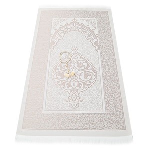  Hediyelik Kuran-ı Kerim, İnci Tesbih, Seccade, Asetat Kutulu(25X18 cm) Mevlid Paketi-Gri