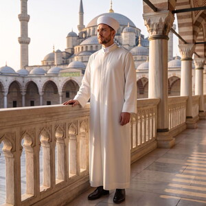  Yazlık Mecelle Namaz ve İmam Cübbesi Uzun Beyaz Enderun Model