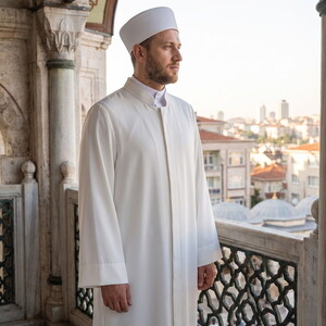  Yazlık Mecelle Namaz ve İmam Cübbesi Uzun Beyaz Enderun Model