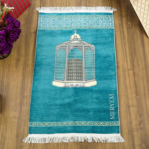  İsimli Makam-ı İbrahim Lüks Şönil Seccade Turkuaz (70x126cm) 240 gr