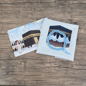  Çocuk Seccadesi 45*82 cm Kabe Mavi & Kokulu Tesbih Bebek Mavisi & Hacca Gidiyorum Puzzle