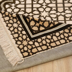  Edebali Lüks Kalın Kadife Halı Tipi  Soft Yumuşak  Seccade- Krem (70*120 cm 1100 gr)