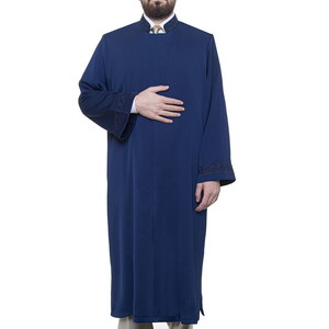  Mute İmam Cübbesi Lacivert - Kol ve Yaka Nakışlı Model