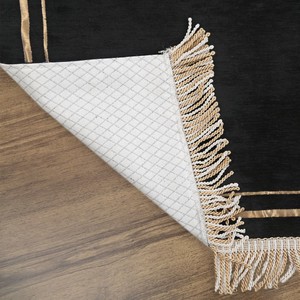  Kalbi Tamamla Eşlere Özel Çiftli Seccade Siyah Beyaz Gold İşlemeli(70*120cm330gr Tek Ürün Ölçüsü )